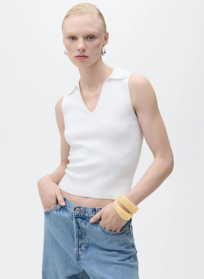 MANGO casual polo-neck knitted top